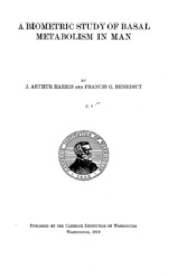 Title page of A Biometric Study of Basal Metabolism in Man
