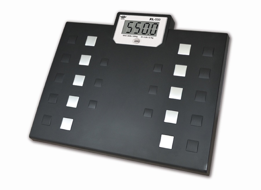 Black and silver My Weigh XL-550 high-capacity bathroom scale