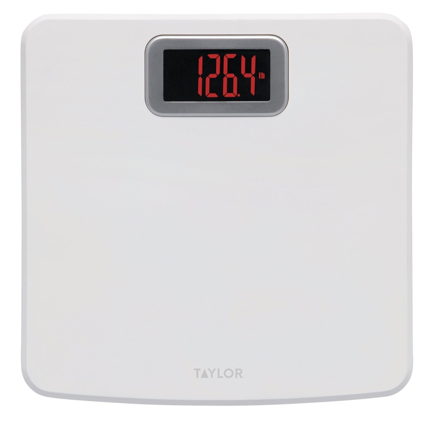 White Taylor 5302875 bathroom scale with red display